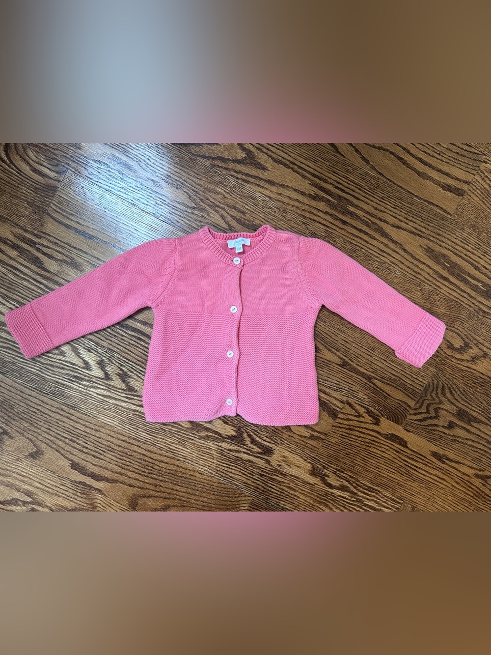 Jacadi Paris Adorable Coral Pink Crewneck Cotton Sweater Cardigan - 6M